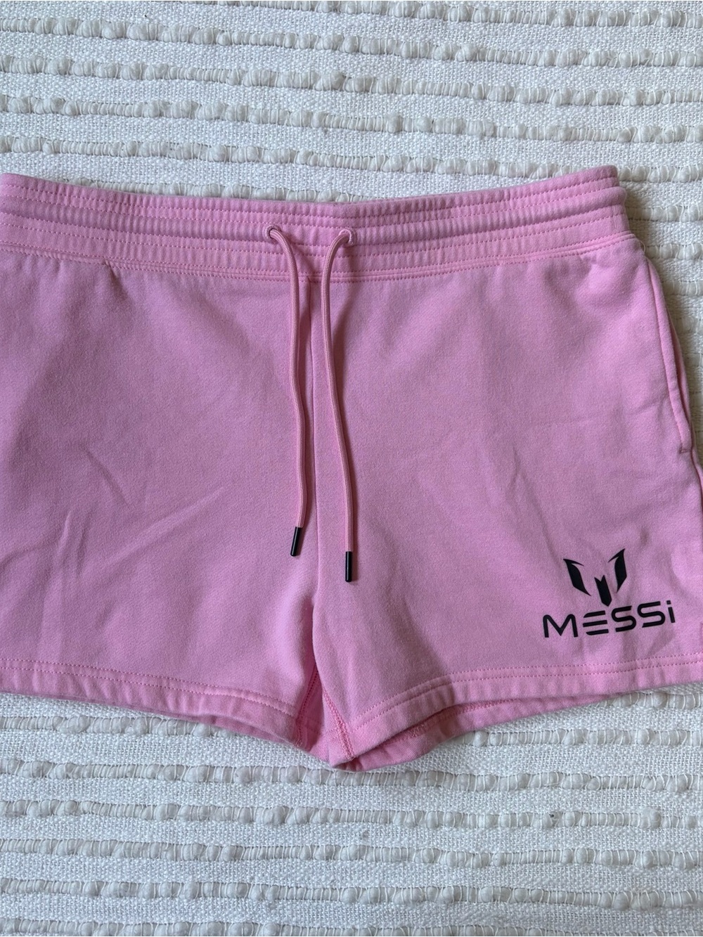 Messi Collection Baby Pink Womens Drawstring Lounge Sweat Shorts Large